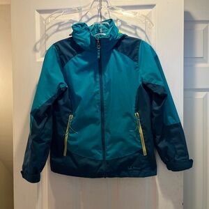 L.L. Bean Kids' 3 in 1 Winter Coat with Hood Teal Blue Size 8 Outer Layer Only